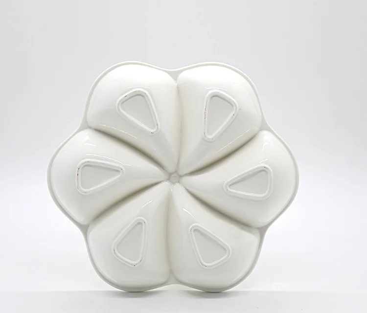 Fine dining restaurant porcelain dishes ceramic white 6 compartment dinner plates set for buffet
