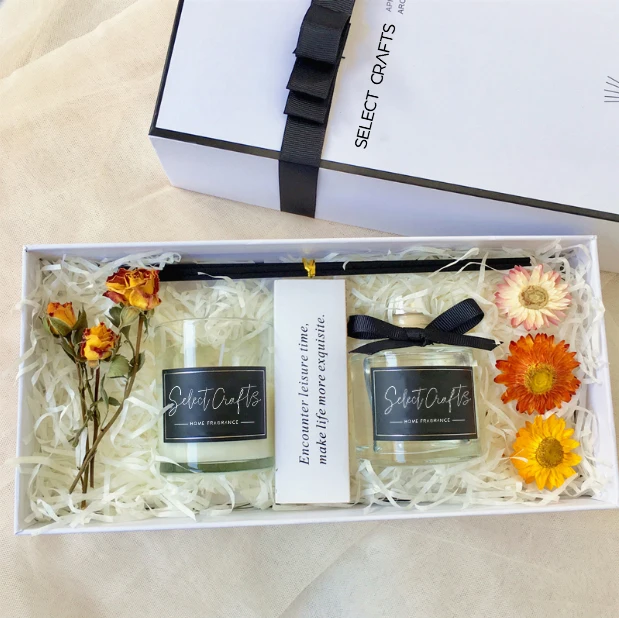 Luxury Box Essential Oil Reed Diffuser Aroma Home Fragrance Candles
