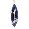 Shiny Deep Blue Vessel Silver Ballet Dancing Girl Pendant With Letter Designed