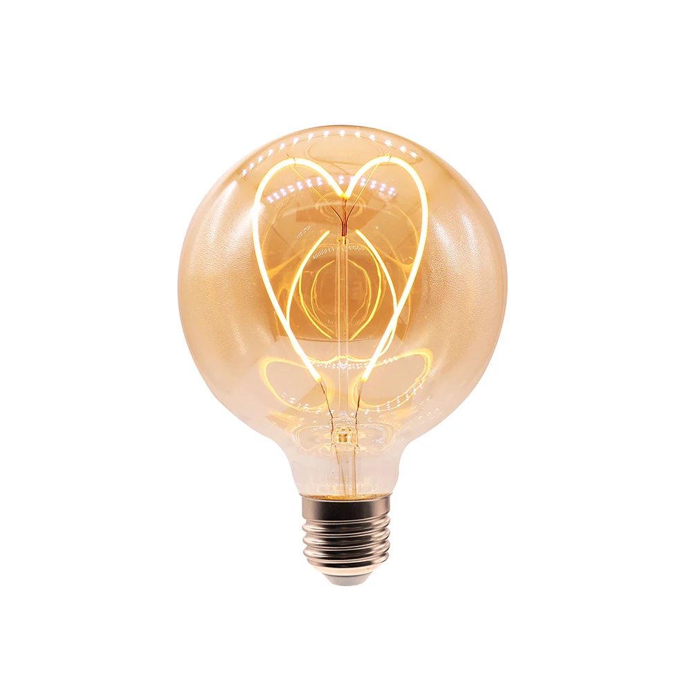 G125 soft big globe e27 4w 2200k home light Amber vintage retro flexible led filament bulb for decoration