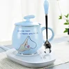 Portable Electric USB Wireless Charger Valentine Gift Cup Warmer 55 Degree Coffee Cup Constant Temperature Couple Mug