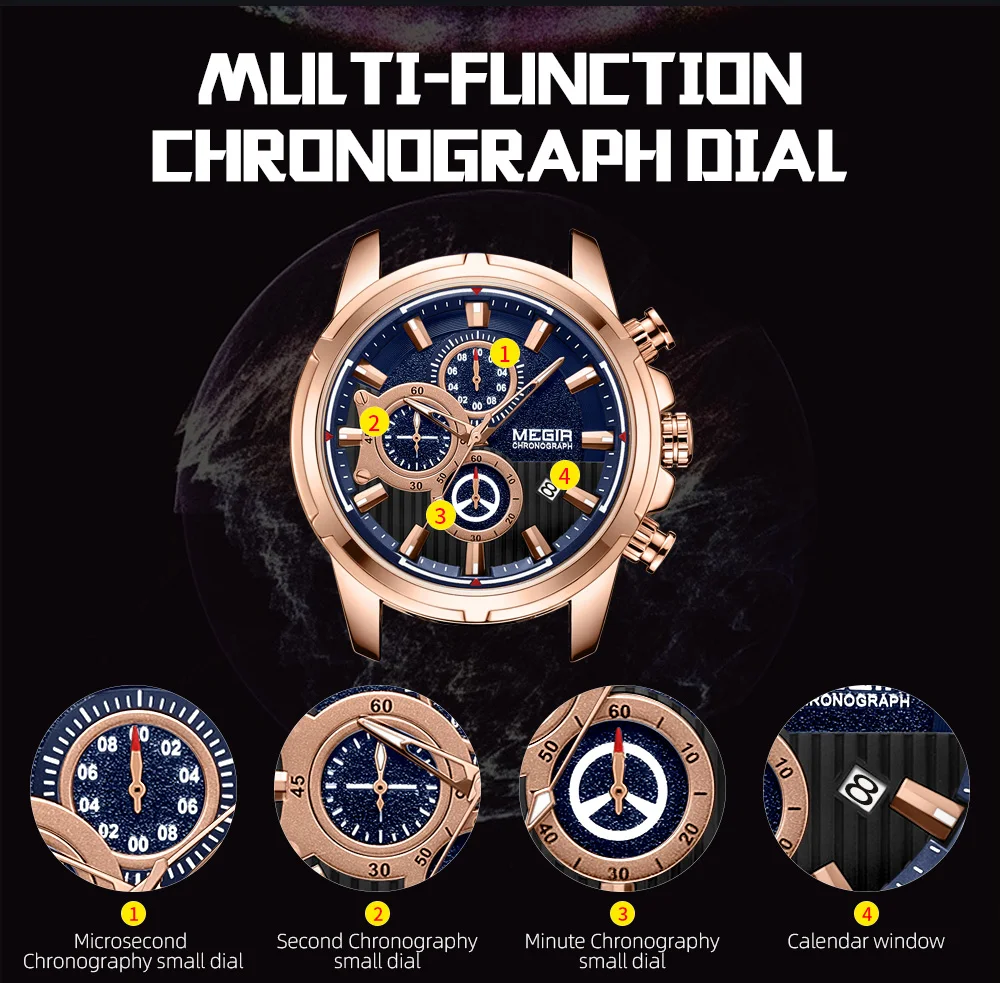 Megir Men's Quartz Chronograph Watch For Men 2101