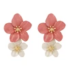 New Double Flower korean Earrings For Women Statement Ethnic Floral Drop Earring 2019 Fashion Jewelry Pendientes Wholesaler
