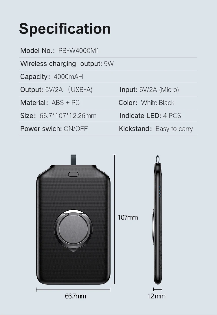 Easy handle 4000mah wireless power bank Qi power banks for mobile phone portable powerbank - ANKUX.COM