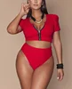 Factory sale plus size big size sexy red with zipper bikini
