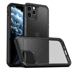 For iPhone 11 Pro Max Hybrid 2 IN 1 TPU Hard PC Phone Cover Case With Carbon Fiber Pattern Back Cover