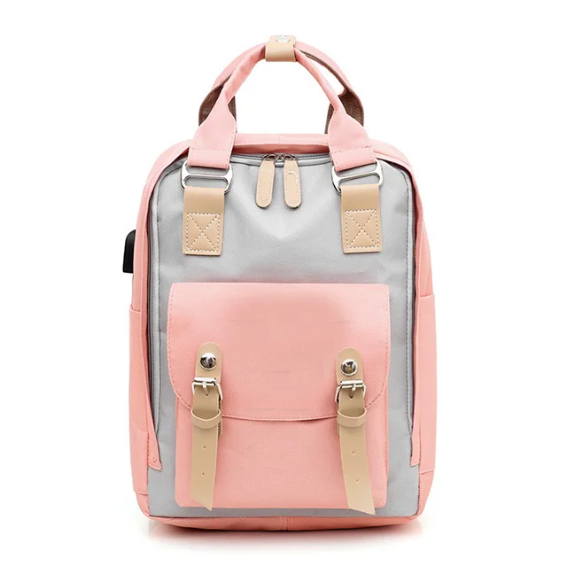Customized Korea style leisure travel backpack with USB port  unisex students school backpack