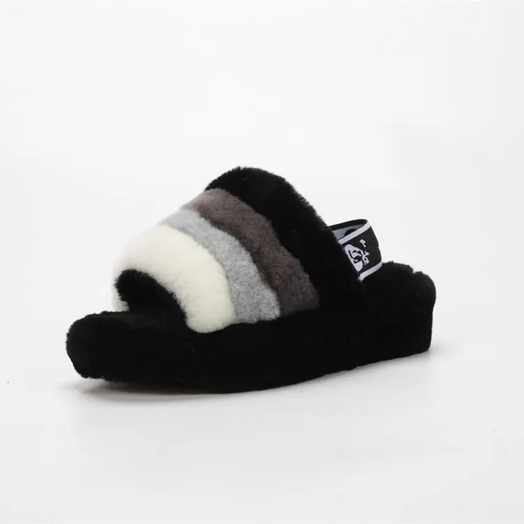 

drop shipping wholesale slides ladies sheepskin slippers soft real wool women's fluff yeah slide slipper