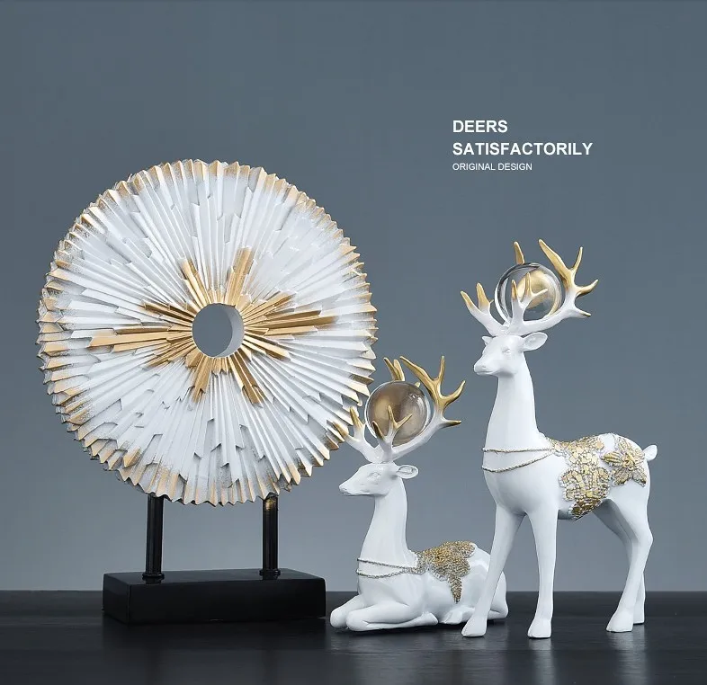 Details about   Nordic Creative Resin Marble Deer Gold Modern Home Desk Decor Simulated Animal 