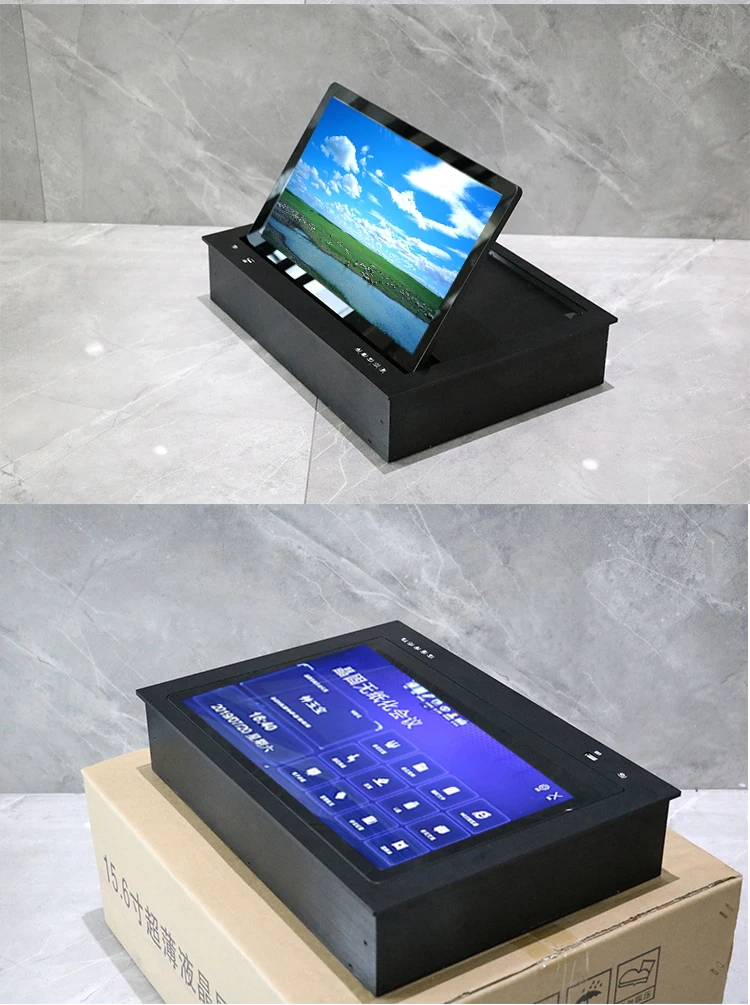 Flip Up Touch Screen 15.6/17.3/18.5/21.5inch Conference Table Motorized ...