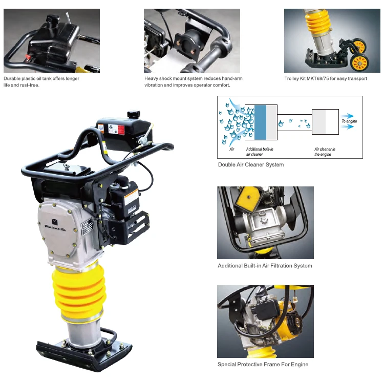 Masalta Tamping Rammer Machine Mr60h With Honda Gx100 Petrol Engine