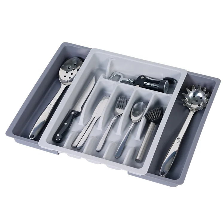 Amazon Hot Sell 8 Compartment Utensil Flatware Cutlery Tray Expandable