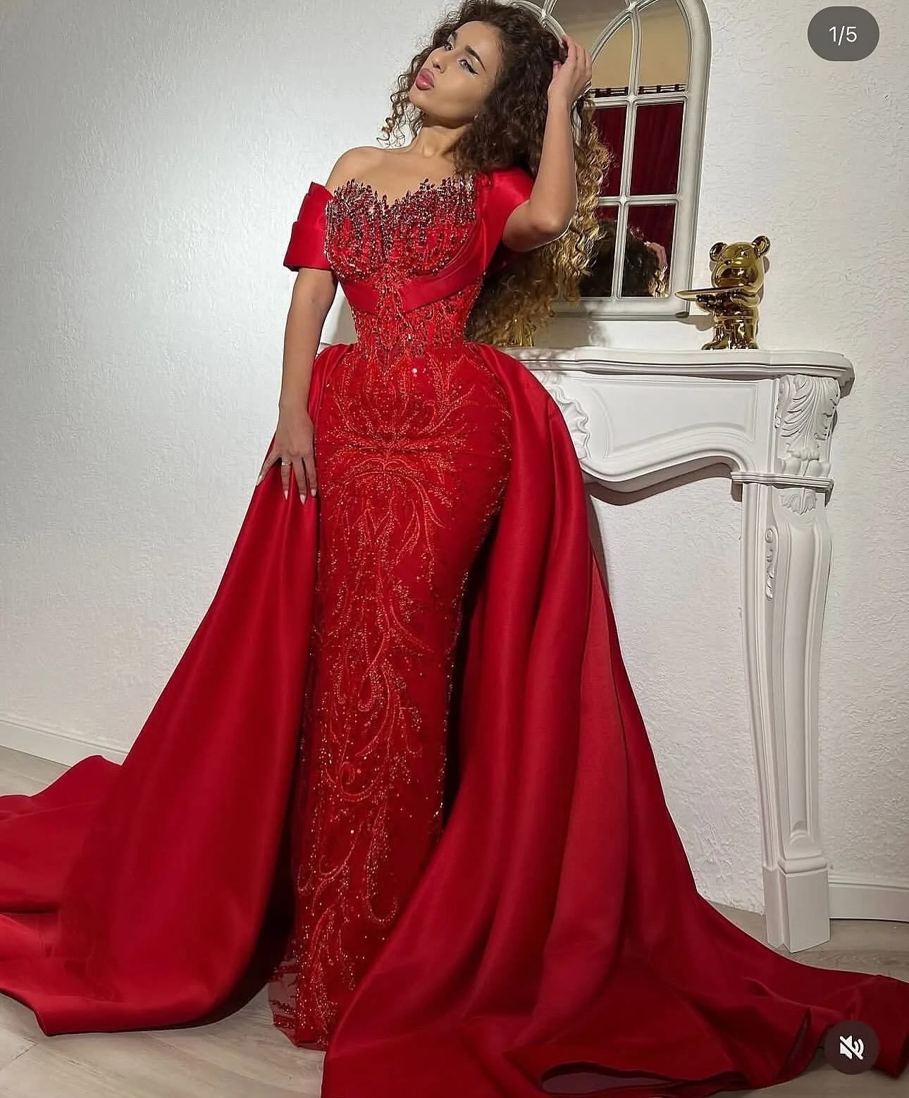 Elegant Wedding Party Dresses Red Mermaid Long Dubai Saudi Arabic Evening Gown Customized 2026 Prom Dress With Detachable Train Elegant Wedding Party Dresses Red Mermaid Long Dubai Saudi Arabic Evening Gown Customized 2026 Prom Dress With Detachable Train