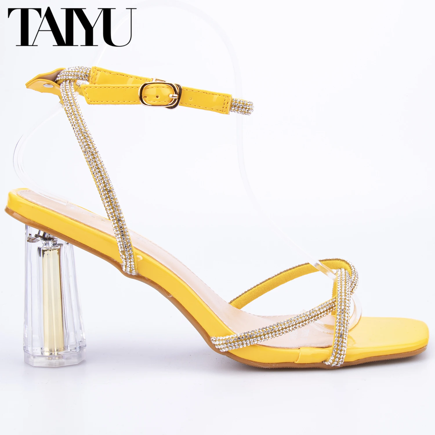 yellow rhinestone heels