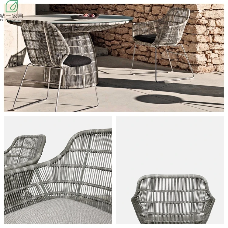 Hight Quality Design 304 Stainless Steel Rattan Furniture Outdoor Garden Chair