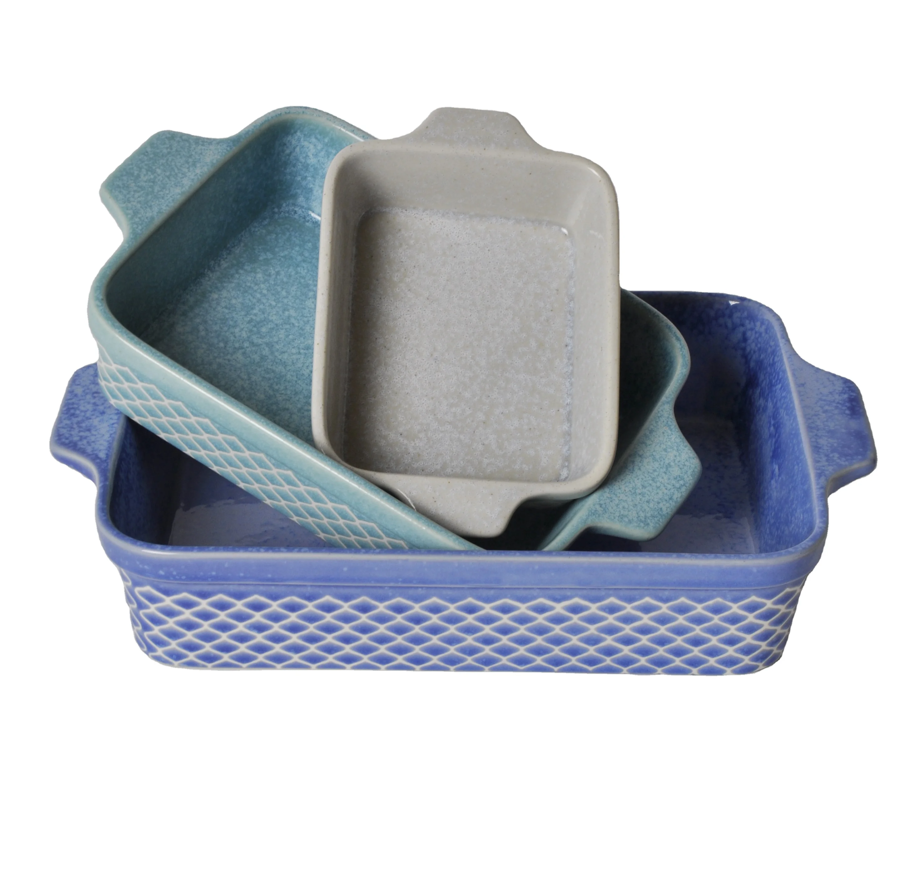 
Quality Choice Household Personal Reactive Glazed Three-piece Ceramic Bakeware 