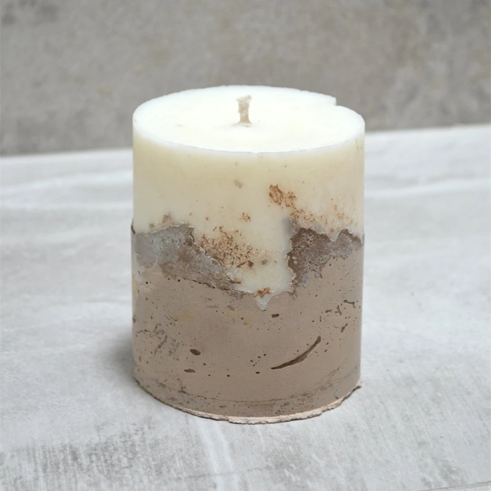 
Hand made concrete without container natural soy wax candle engrave logo 