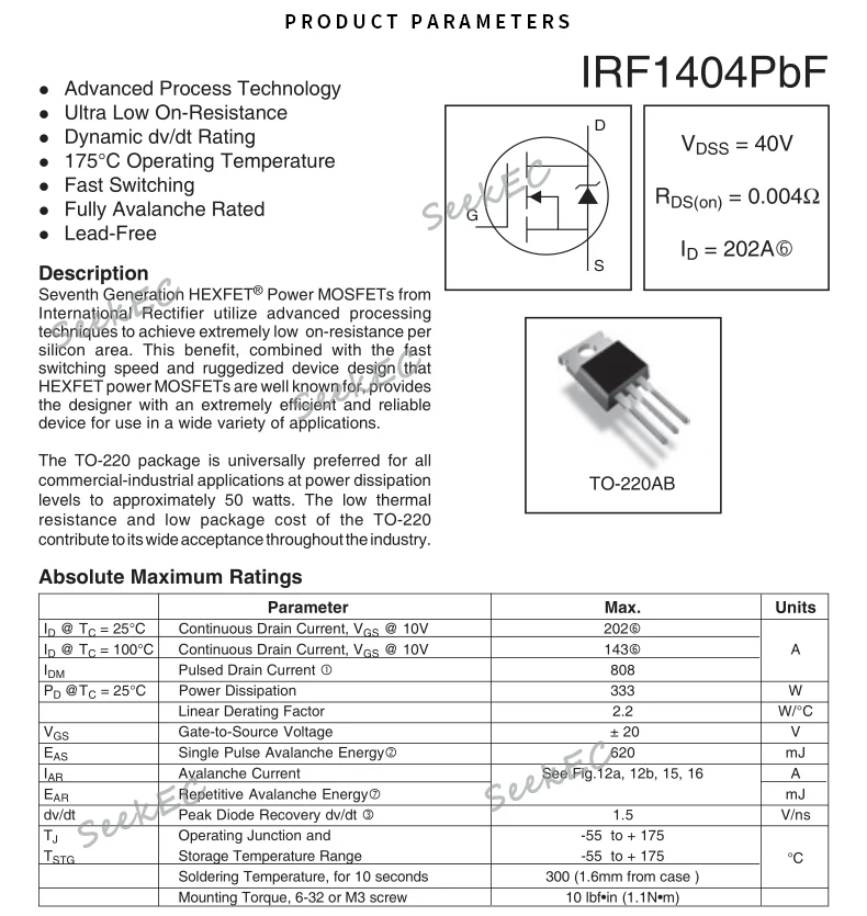 Irf3205pbf Irf1404pbf Mosfet Nchannel Original Transistor Irf 3205