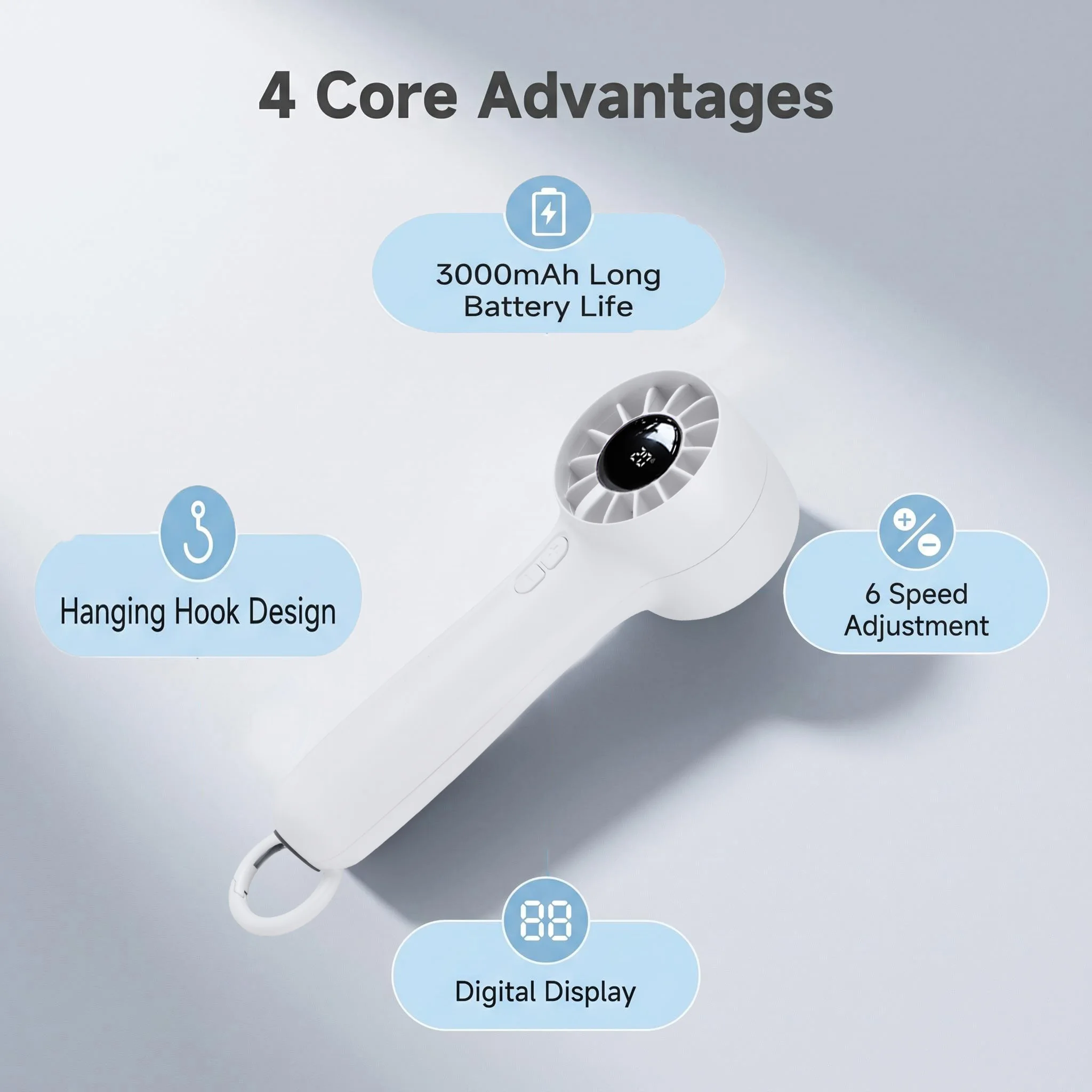 Display Cooling Handheld Fan, USB, Plastic, Portable - detail 8