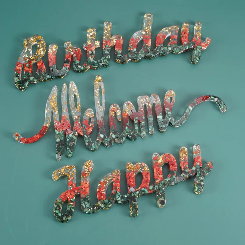 Dm639 English Blessing Words Happy Birthday Resin Epoxy