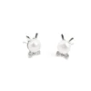 Sterling Silver Freshwater Pearl Stud Earrings Animal Rabbit Earrings Tiny Small Single Pearl Fine Jewelry For Women Teen Girls