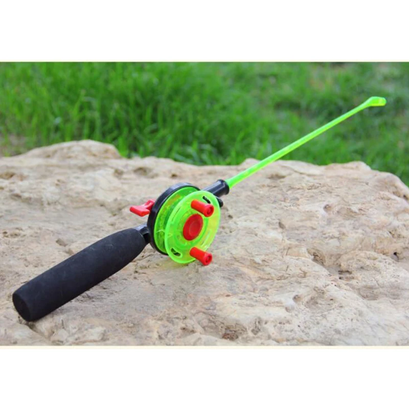 49 Cm Ice Fishing Rod With Reel Portable Light Folded Pole Plastic River Shrimp Fishing Pole