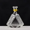 wholesale 500ml triangle shape glass bottle for whiskey vodka with crown cap