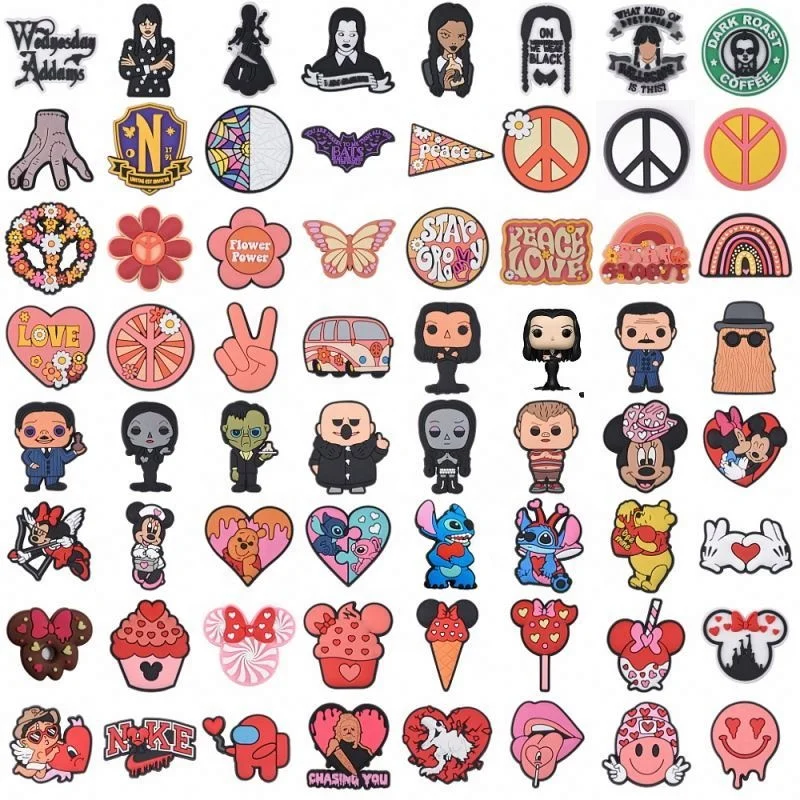 Wednesday Addams Pvc Croc Shoes Charms Decoration For Clog Shoes Custom