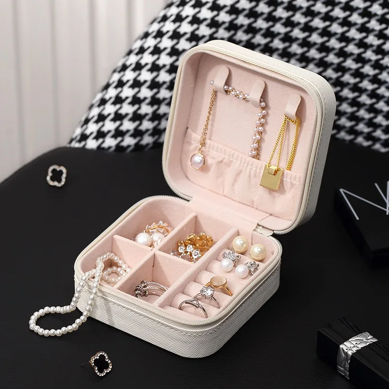 Travel Jewelry Box Pu Leather Organizer Double Layer Velvet Gift