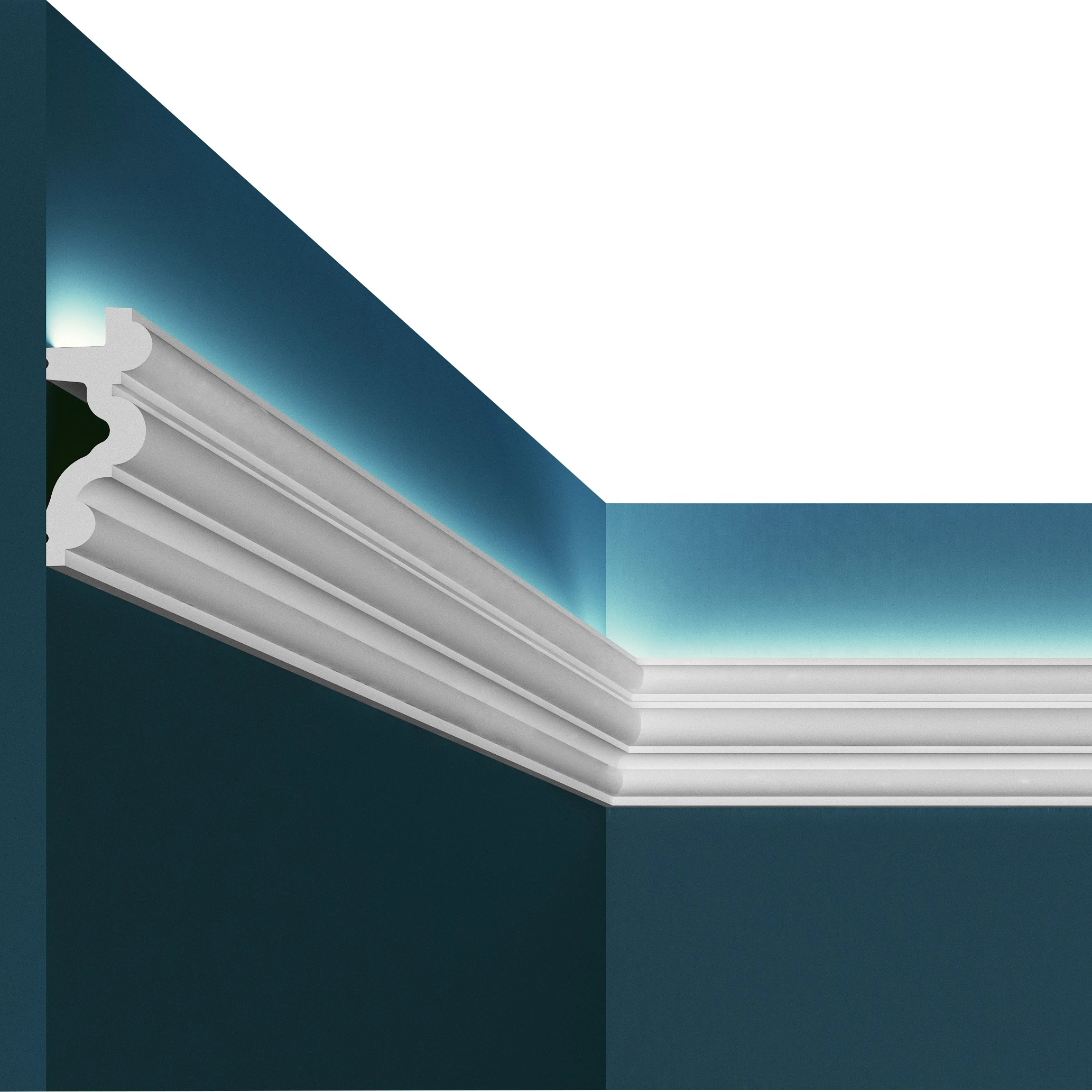 DecoVision DV-1015 2400*83*34mm HDP pu foam crown molding corners ceiling cornice polyurethane led cove lighting