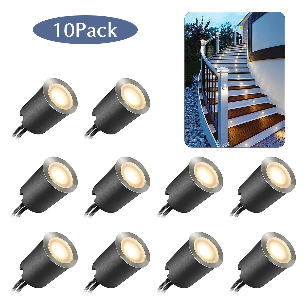 10pcs LED deck lights with Protecting Shell 12V Low Voltage for Garden Yard Steps Stair Patio Floor Decoration Decking Lights