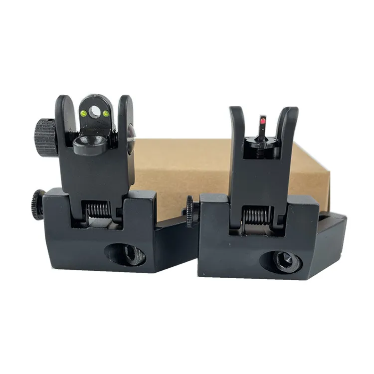 Ar15 Tactical 45 Degree Fiber Optic Iron Sight Front And Rear Flip Up