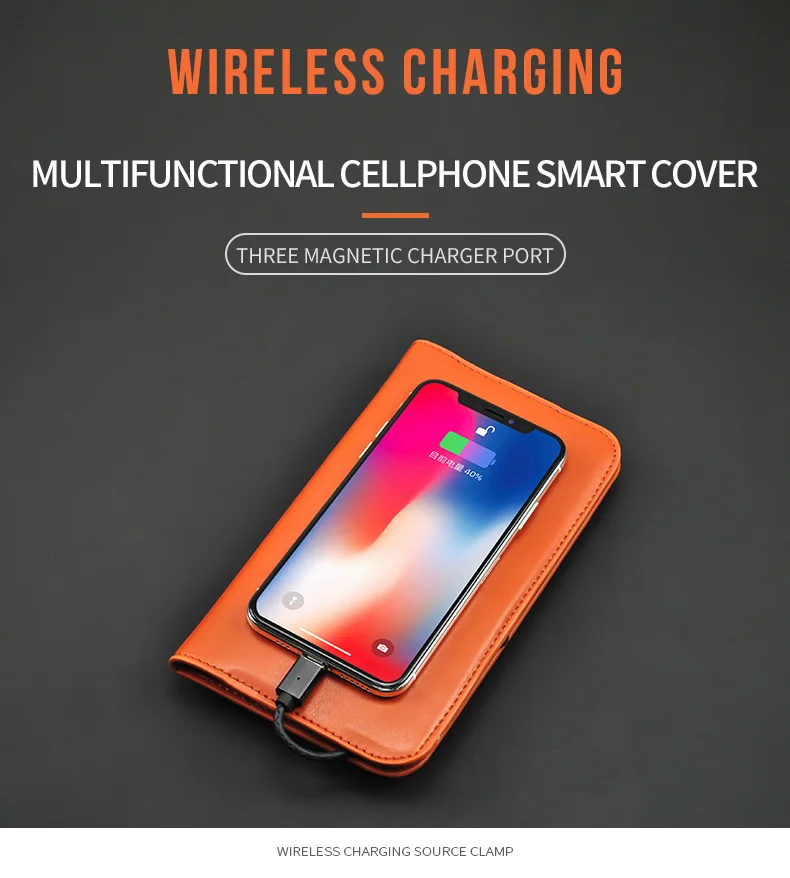 5000mah power bank PU leather wallet new trending products wireless charging portable multi functional power bank - ANKUX.COM
