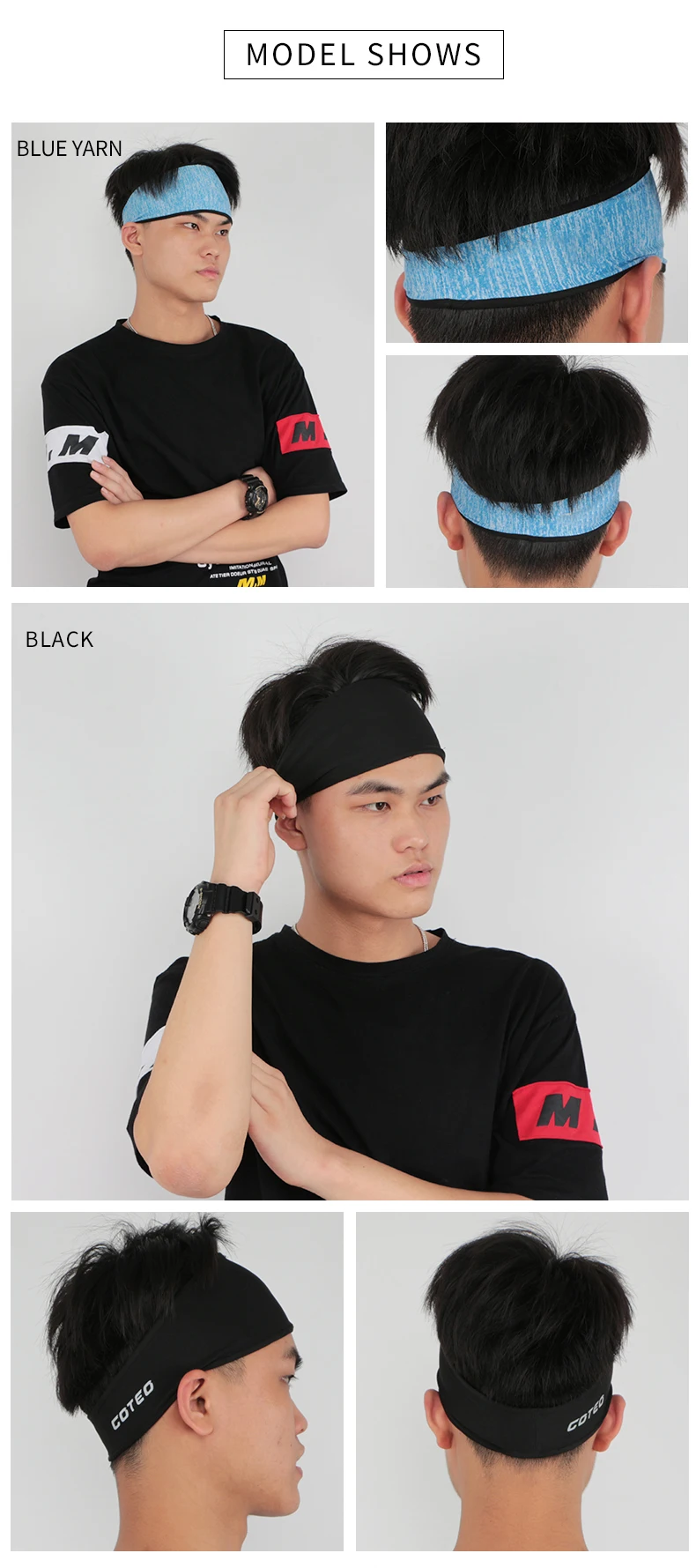 Mens Sweatband & Sports Headband Moisture Wicking Workout Sweatbands for Running, Cross Training, Yoga and Bike Helmet Friendly