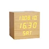 Real wood digital smart cube clock with date calendar display