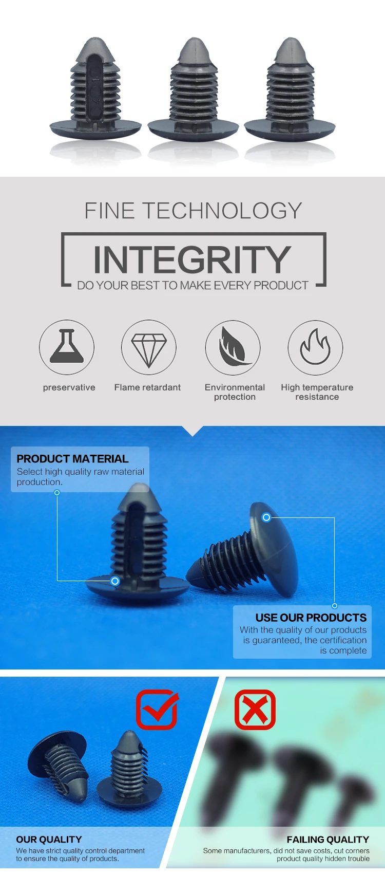 Auto Rivet Plastic Push Nuts Nylon Snap Clip Black Nylon Plastic Snap