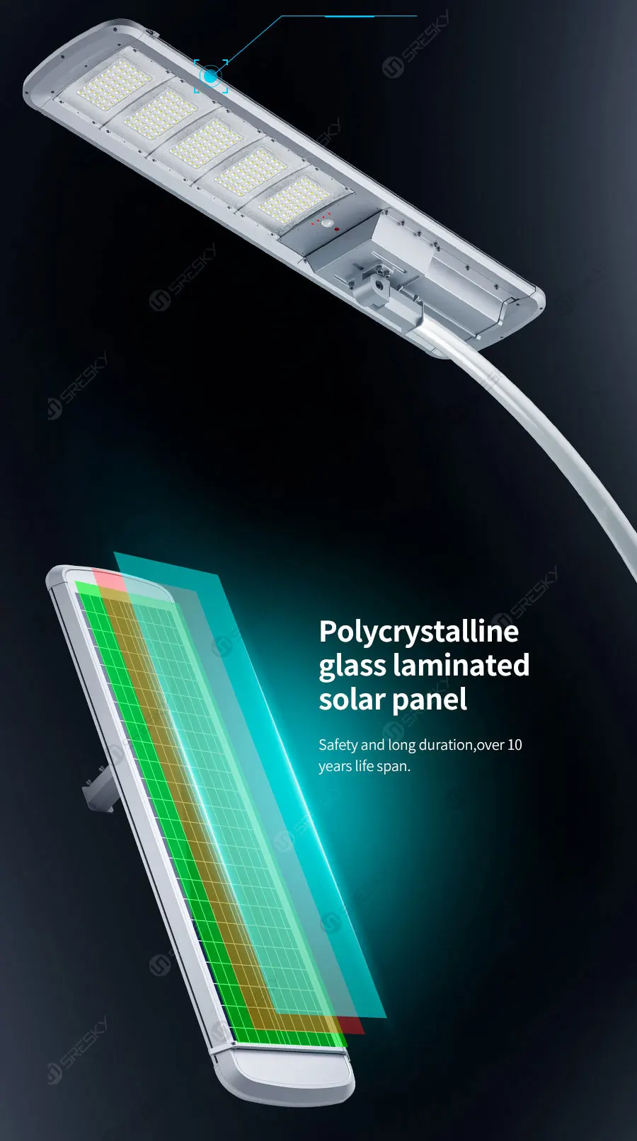 Integrated High Power 100W All In One Solar Street Light CRI70