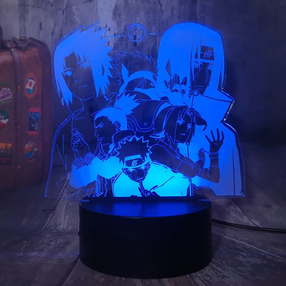 ALTcompluser Lampe à LED illusion d’optique 3D motif Anime Naruto tactile à intensité variable 7 couleurs changeantes pour chevet ou bureau avec câble USB pour chambre denfant salon 