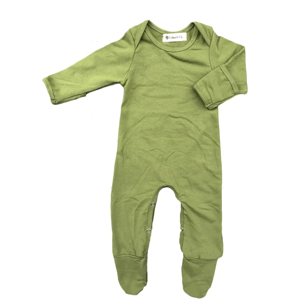 Cotton Unisex Baby Boy Long Sleeve Rompers Sleepsuit Solid Infant