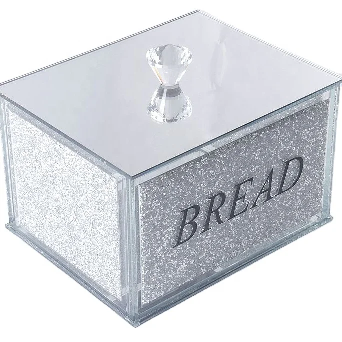 Wholesale Silver Crushed Diamond Bread Bin Glass Bottle Kitchen Canister Buy Bread Bin,Bread