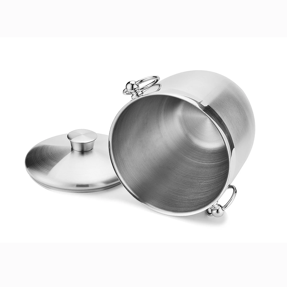 3l Ice Bucket With Lid And Strainer Well Made Insulated Stainless