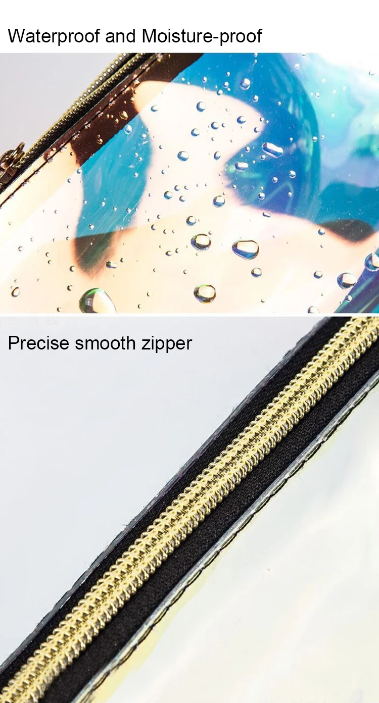 Biodegradable Traincase Travel Artist Women'S Holographic Cosmetic Bags For Makeup Branded Dropshipping Customisable
