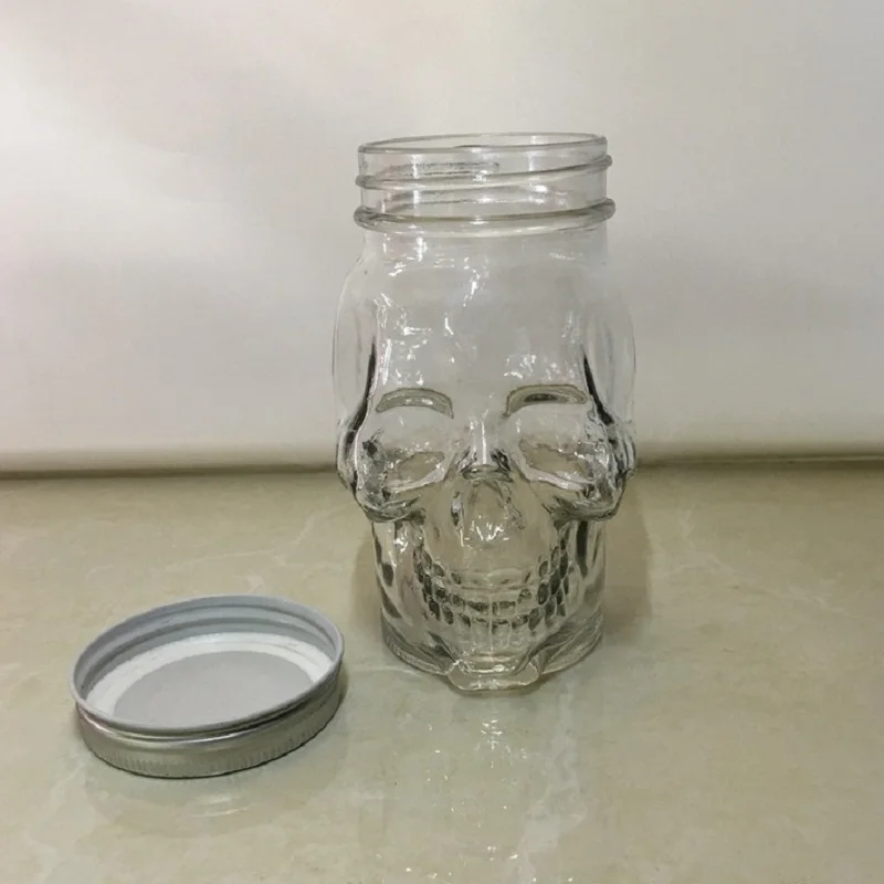Wholesale 500ml Skull Glass Mason Jars Creative Mason Bottle Mug Coffee