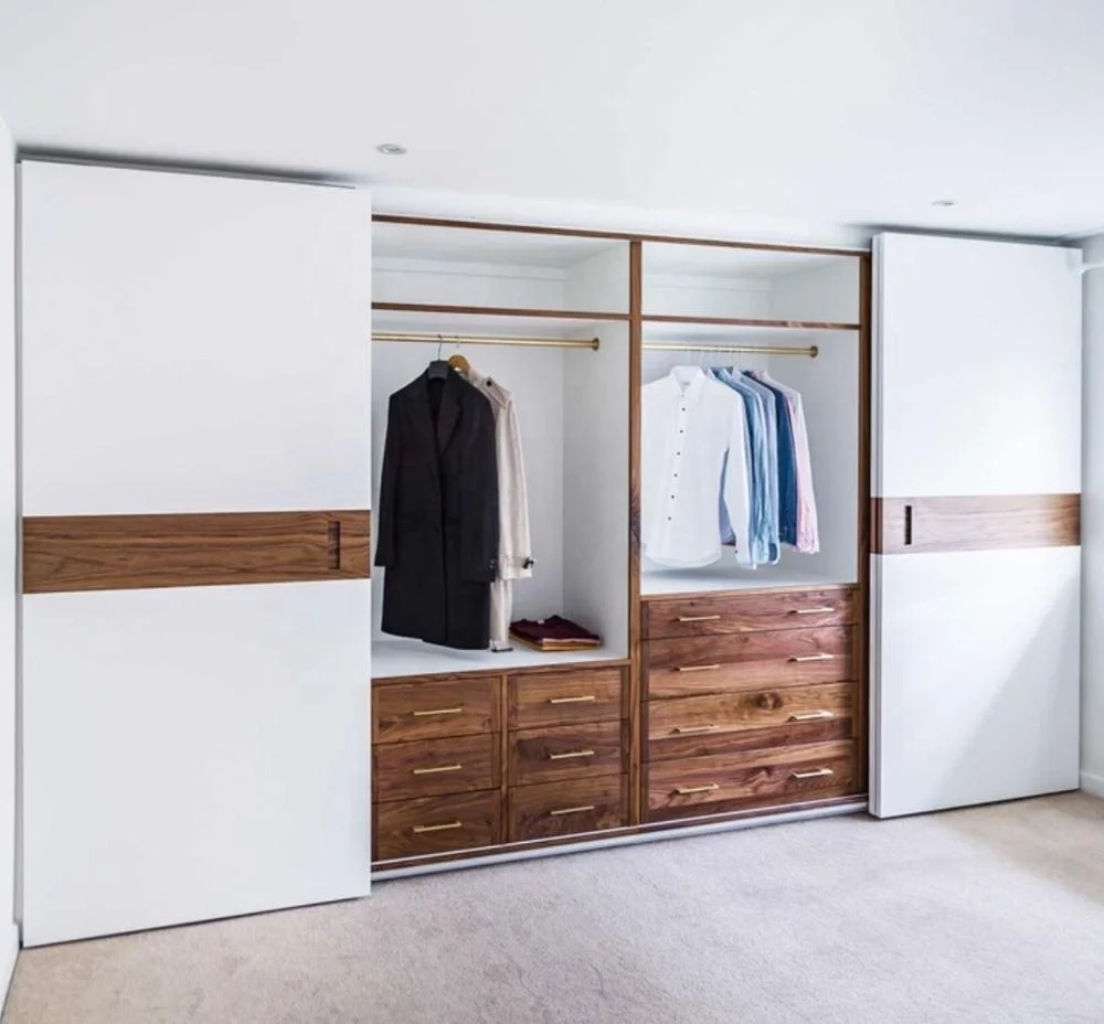 Custom Design Walnut 4 Door Sliding Wardrobe Buy Sliding