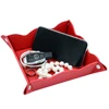 Factory cheap price red leather tableware storage tray snap foldable jewelry tray