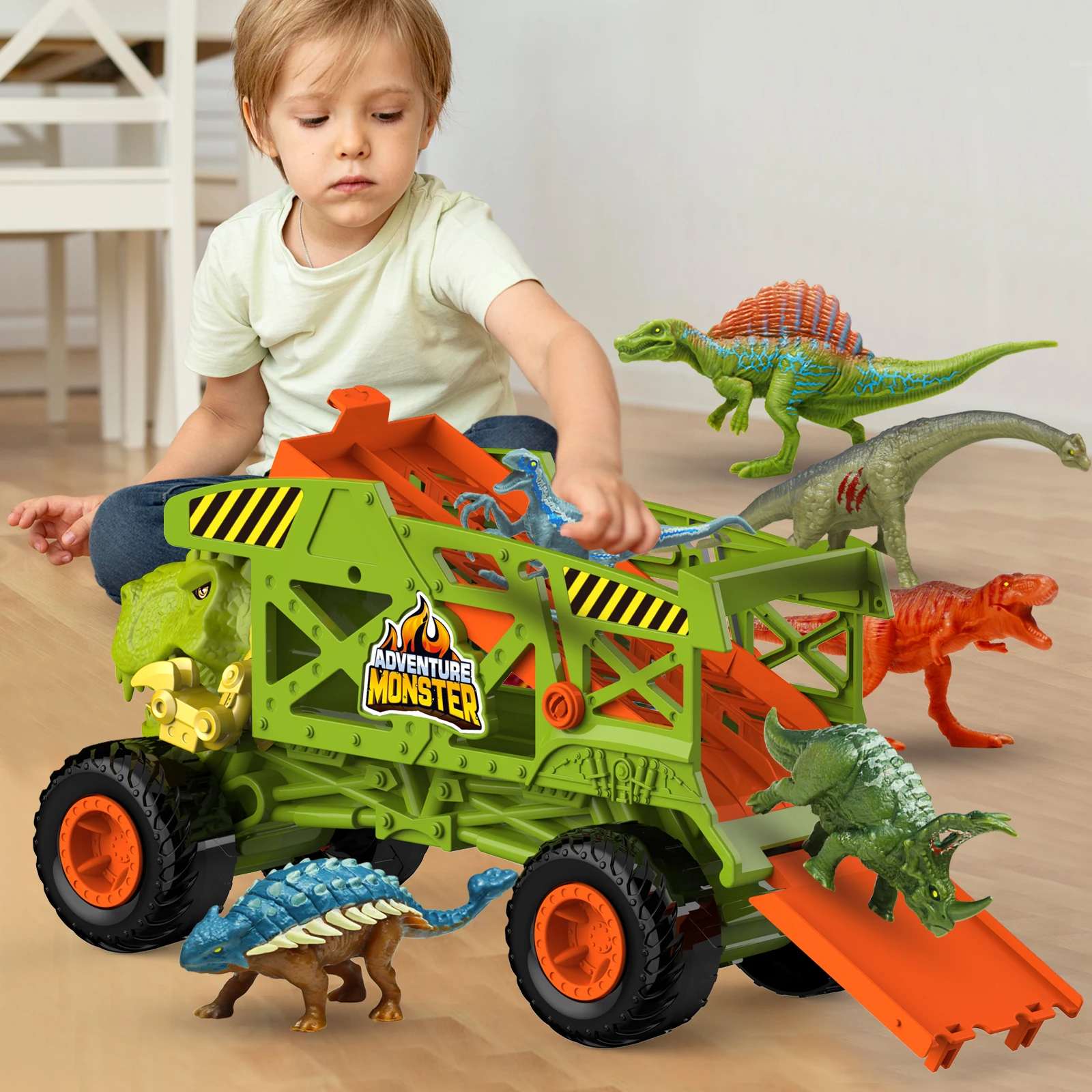 New Tyrannosaurus Rex Dinosaur Carrier Truck Set Toddler Dinosaurs ...