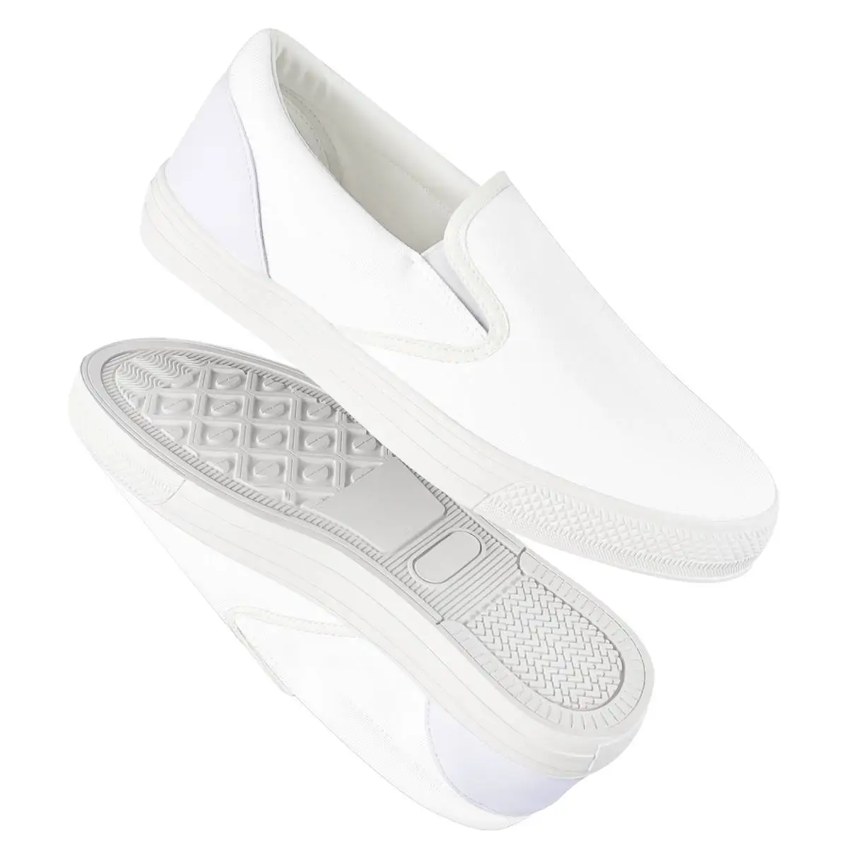 Custom White Canvas Slip On Shoes Men Casual Shoes Safety Flat Print On