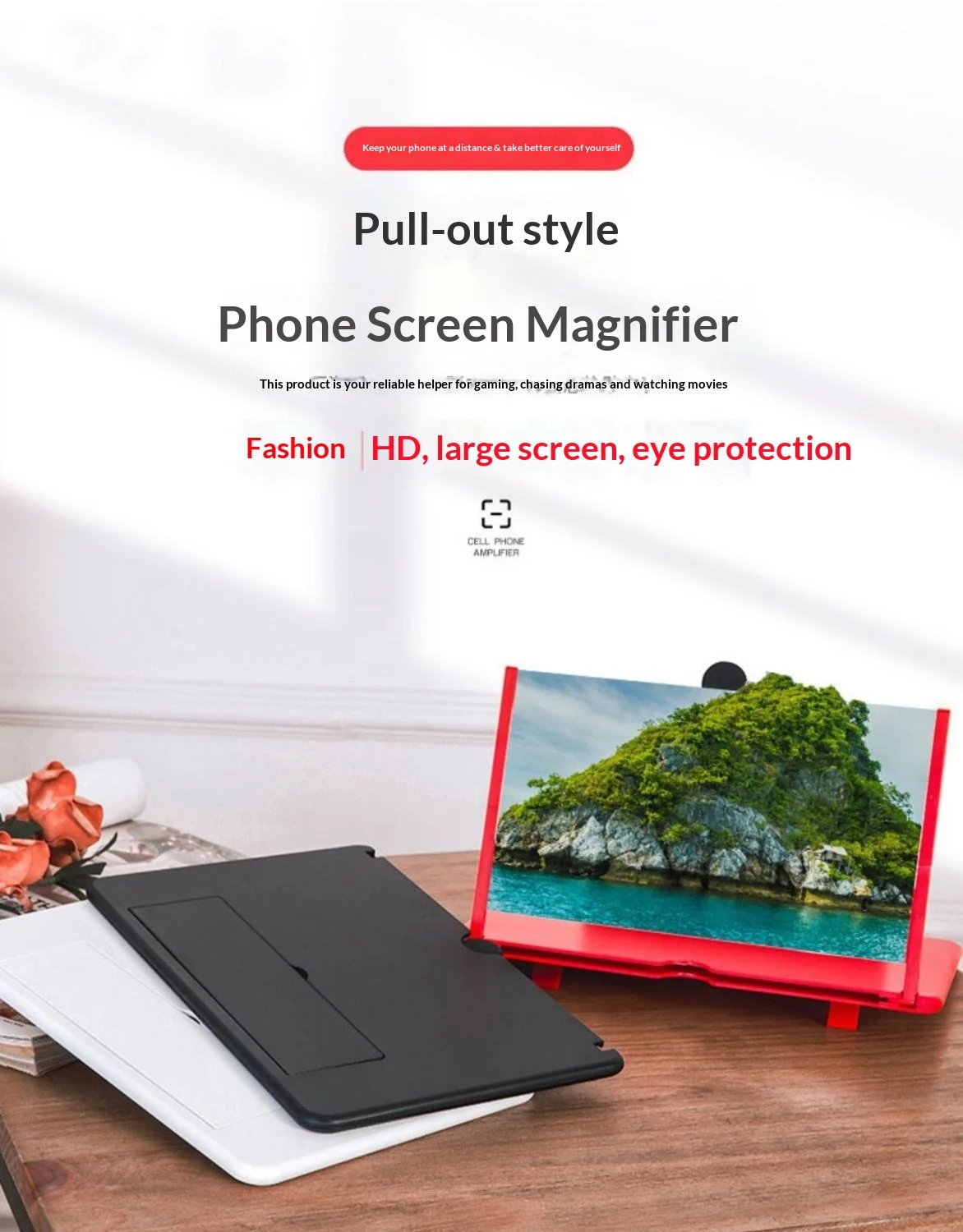 Hot Sales F3 Plastic Mobile Phone Screen Amplifier 10/12 Inch Desktop Pull-Out HD Video Lazy Magnifying Glass Stand