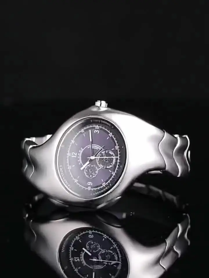 Distorted Y2k Retro Quartz Watch For Men, 10m Water Resistant, Oem