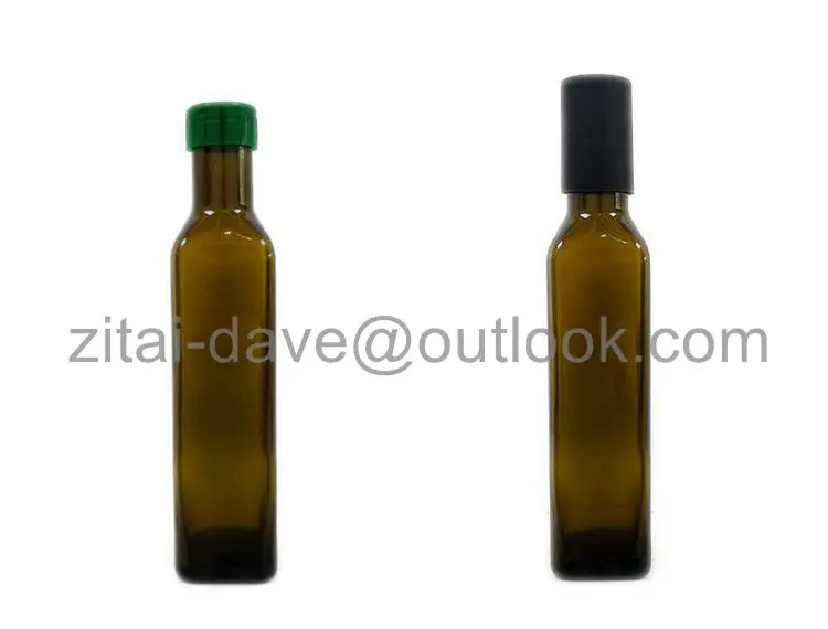 Wholesale Empty 250ml Black Square Glass Olive Oil Bottle